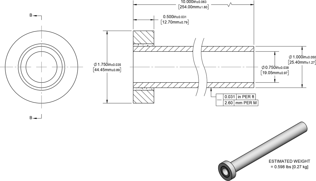 Alumina Tubes with Collars 10"LG - The Heat Treat Shop