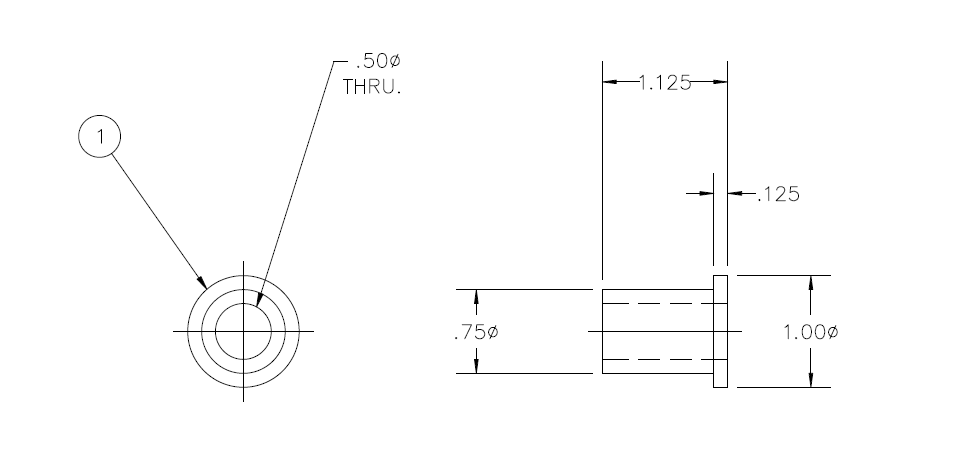 Ceramic Top Hat Washer .75" X 1.125" Tall X .5"ID X 1"OD 99.8% Alumina - The Heat Treat Shop