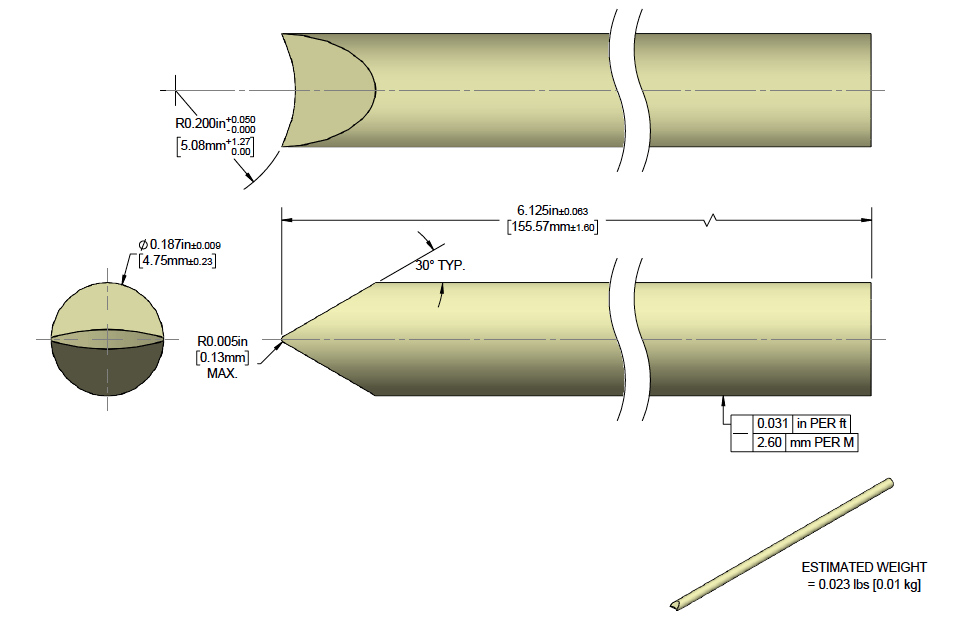 Ceramic Rod W/ Taper & Concave Cut OE - The Heat Treat Shop